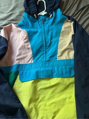 Club Room Colorblock mens Rain Anorak - Navy, Teal, Yellow, Pink, Cream